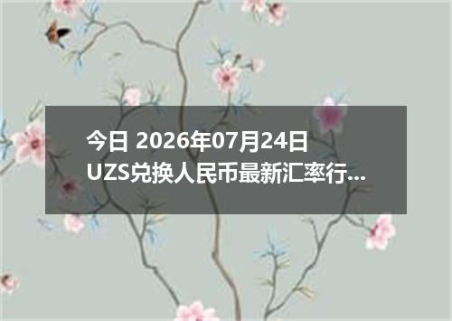 今日 2026年07月24日 UZS兑换人民币最新汇率行情