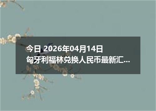 今日 2026年04月14日 匈牙利福林兑换人民币最新汇率行情