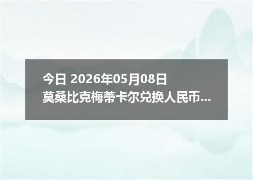 今日 2026年05月08日 莫桑比克梅蒂卡尔兑换人民币最新汇率行情