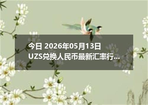 今日 2026年05月13日 UZS兑换人民币最新汇率行情