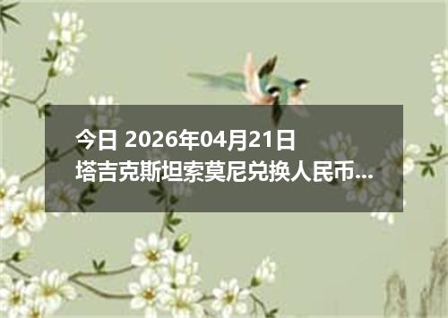 今日 2026年04月21日 塔吉克斯坦索莫尼兑换人民币最新汇率行情